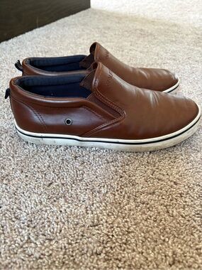 Nautica Brown Slip-On Leather Kids Dress Shoes